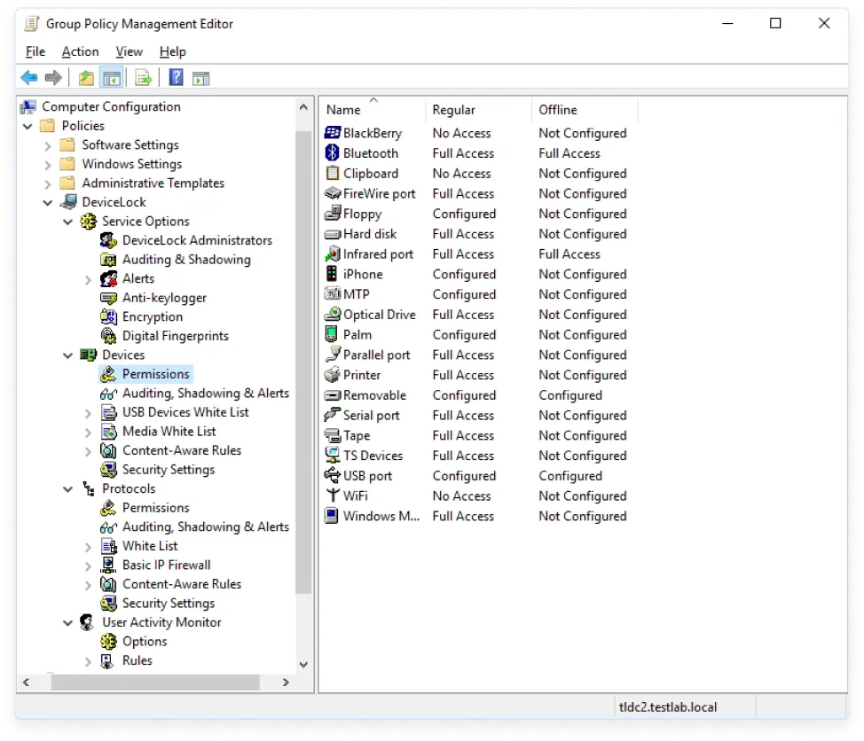 acronis devicelock group policy