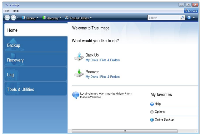 Экран программы Acronis True Image -восстановление 1