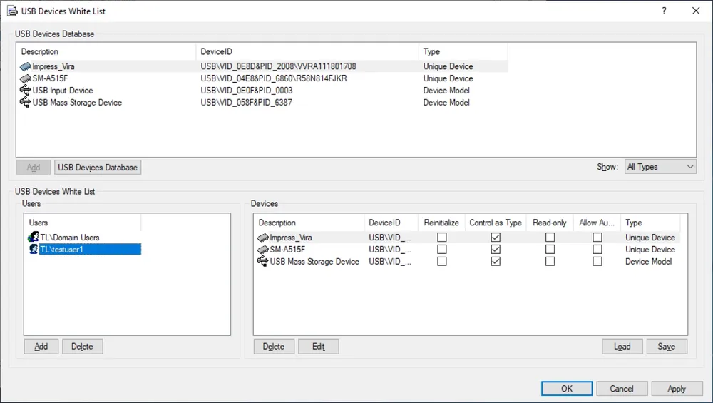 Белый список Acronis DeviceLock DLP