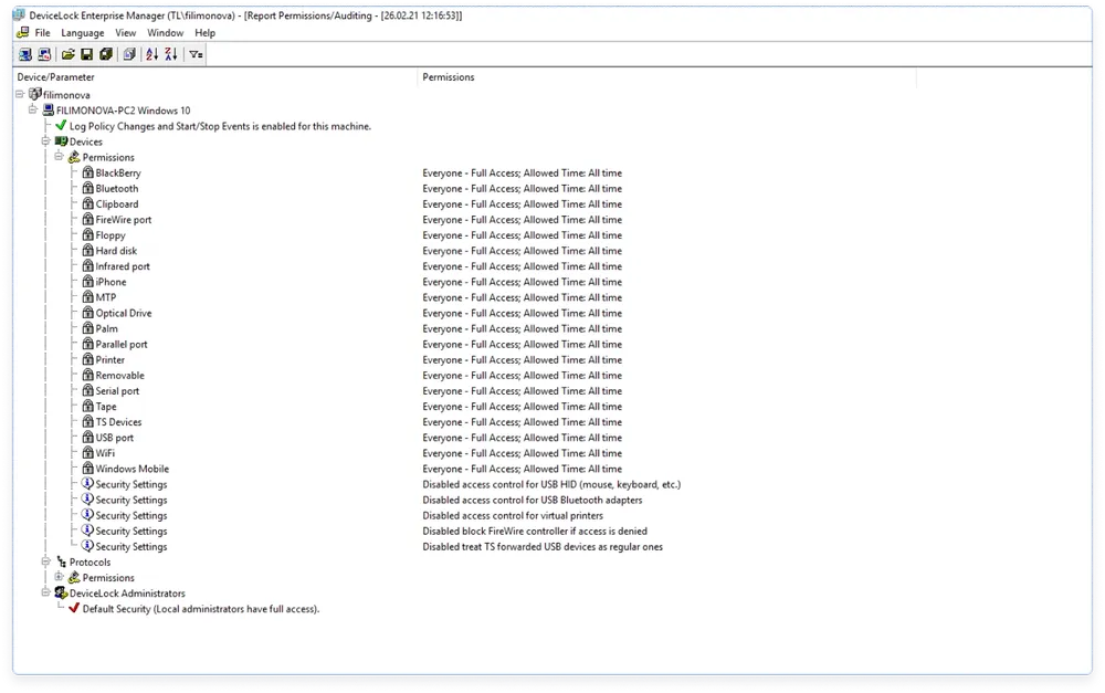 DeviceLock Report Screen2
